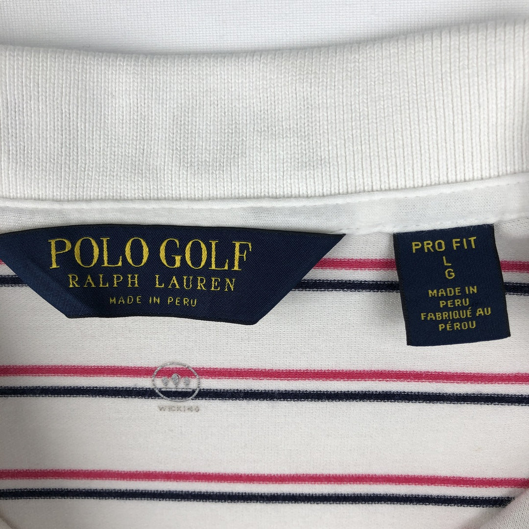 Ralph Lauren POLO GOLF short-sleeved striped polo shirt, men's size L (approx.), vintage. cotton white type Vintage Second Hand