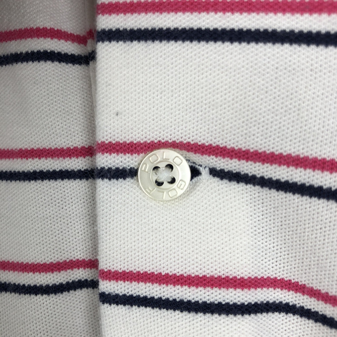 Ralph Lauren POLO GOLF short-sleeved striped polo shirt, men's size L (approx.), vintage. cotton white type Vintage Second Hand
