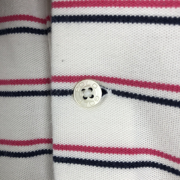 Ralph Lauren POLO GOLF short-sleeved striped polo shirt, men's size L (approx.), vintage. cotton white type Vintage Second Hand