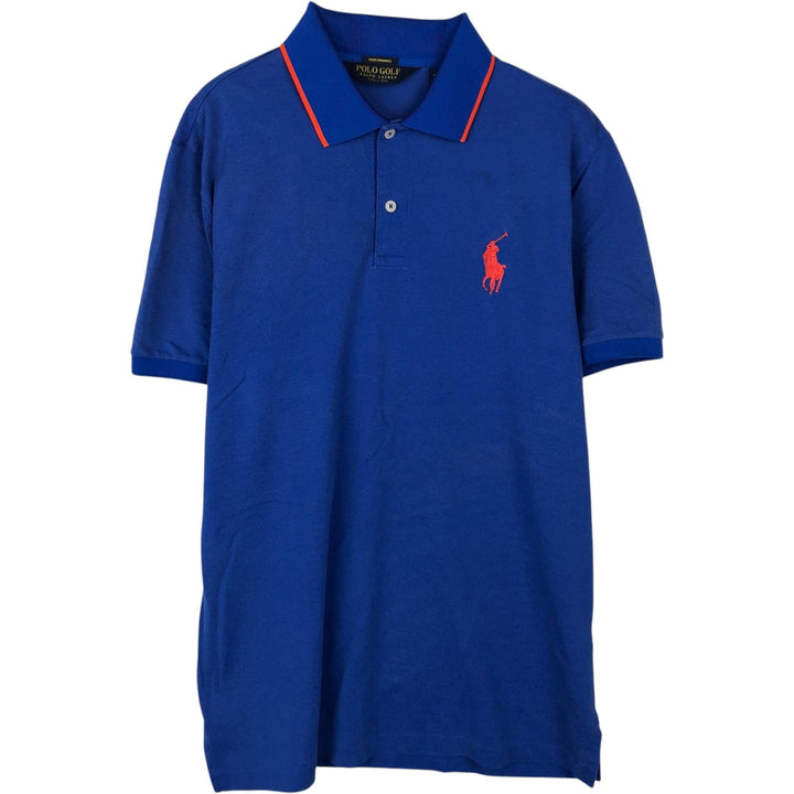 Ralph Lauren POLO GOLF Big Pony Short-Sleeve Polo Shirt, Men's Size M (approx.) Pima Cotton blue type Vintage Second Hand