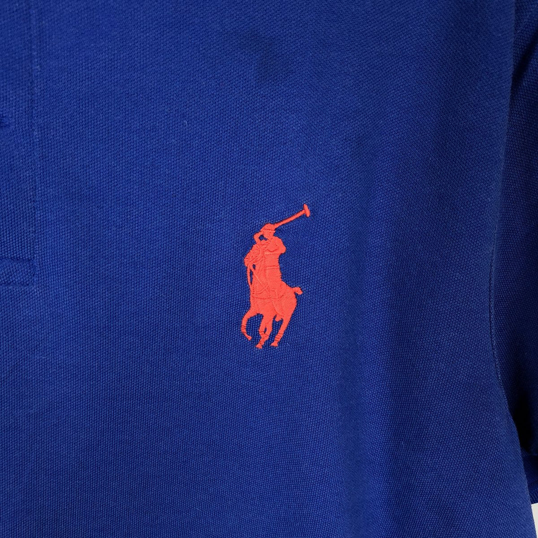 Ralph Lauren POLO GOLF Big Pony Short-Sleeve Polo Shirt, Men's Size M (approx.) Pima Cotton blue type Vintage Second Hand
