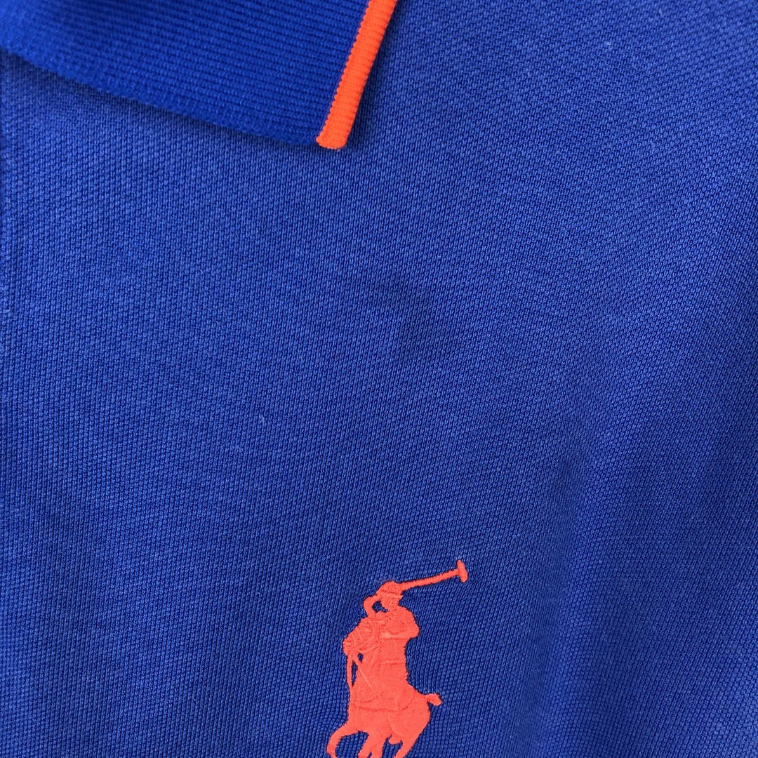 Ralph Lauren POLO GOLF Big Pony Short-Sleeve Polo Shirt, Men's Size M (approx.) Pima Cotton blue type Vintage Second Hand