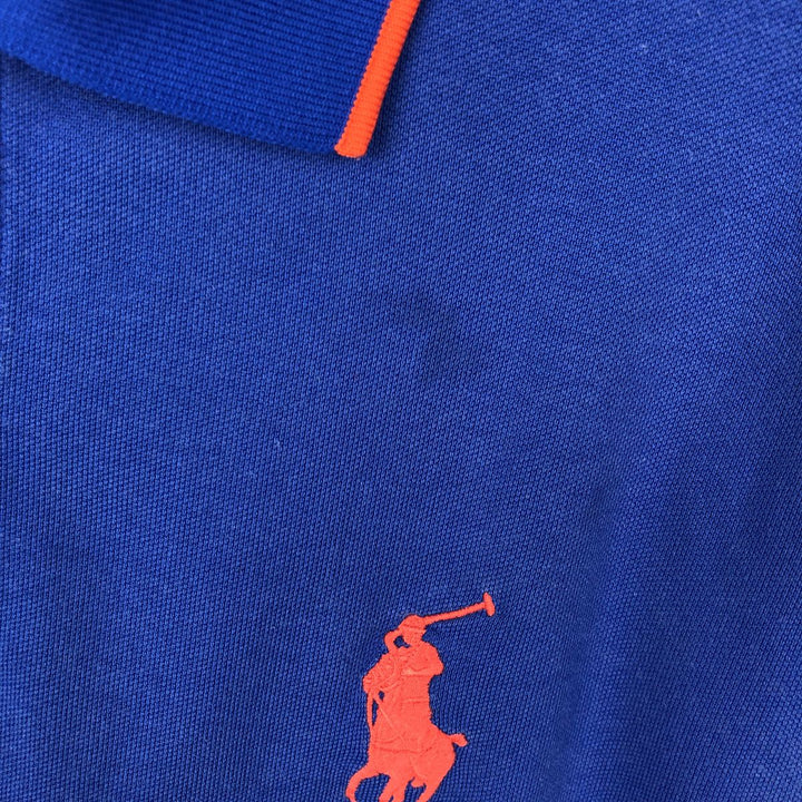 Ralph Lauren POLO GOLF Big Pony Short-Sleeve Polo Shirt, Men's Size M (approx.) Pima Cotton blue type Vintage Second Hand