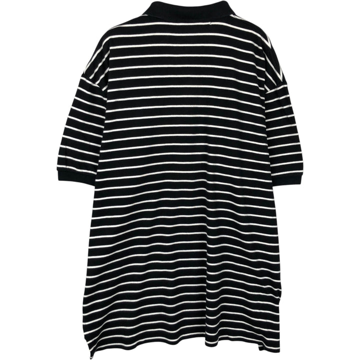 Ralph Lauren POLO by Ralph Lauren short sleeve striped polo shirt, men's XL size cotton black type Vintage Second Hand