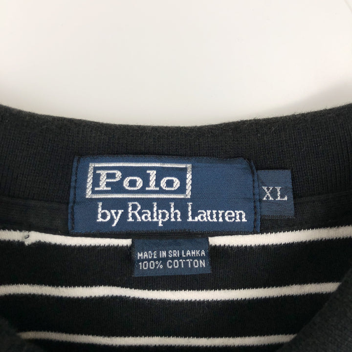 Ralph Lauren POLO by Ralph Lauren short sleeve striped polo shirt, men's XL size cotton black type Vintage Second Hand