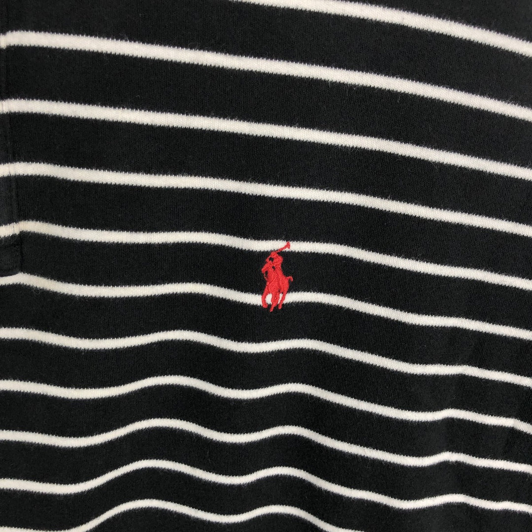 Ralph Lauren POLO by Ralph Lauren short sleeve striped polo shirt, men's XL size cotton black type Vintage Second Hand