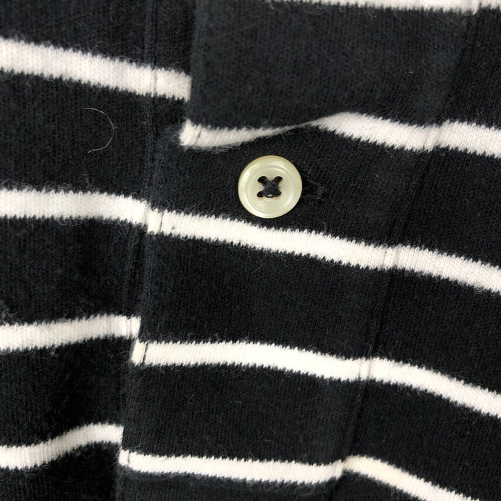 Ralph Lauren POLO by Ralph Lauren short sleeve striped polo shirt, men's XL size cotton black type Vintage Second Hand