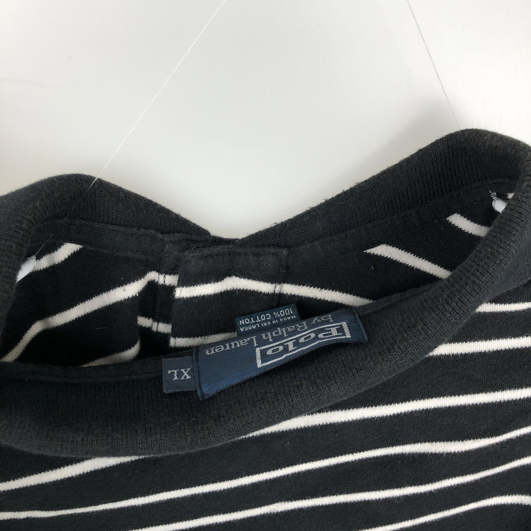 Ralph Lauren POLO by Ralph Lauren short sleeve striped polo shirt, men's XL size cotton black type Vintage Second Hand