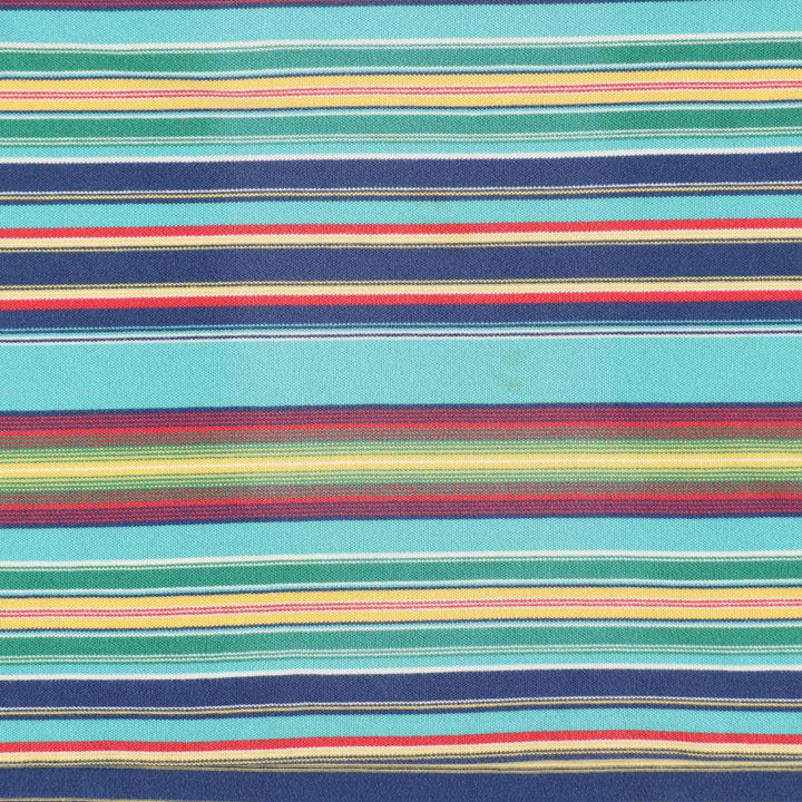 Ralph Lauren POLO by Ralph Lauren Multi-border short sleeve striped polo shirt Men's size L cotton turquoise blue Vintage Second Hand