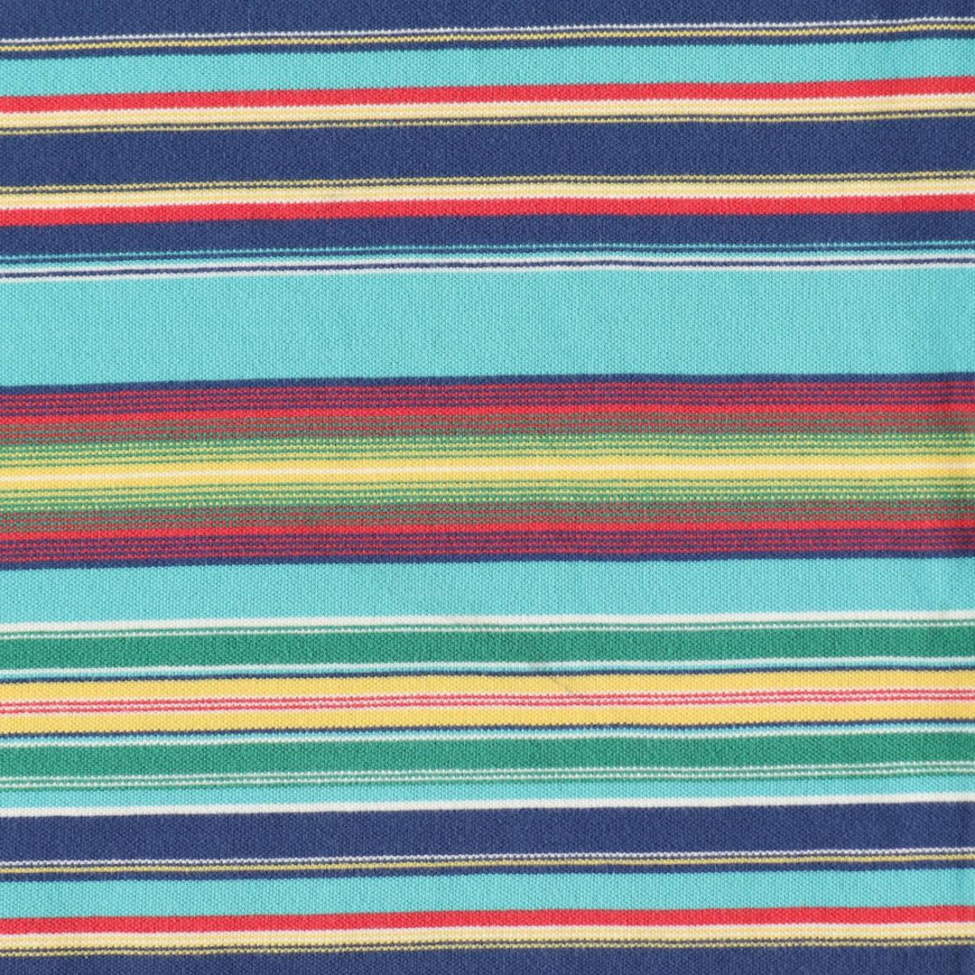 Ralph Lauren POLO by Ralph Lauren Multi-border short sleeve striped polo shirt Men's size L cotton turquoise blue Vintage Second Hand