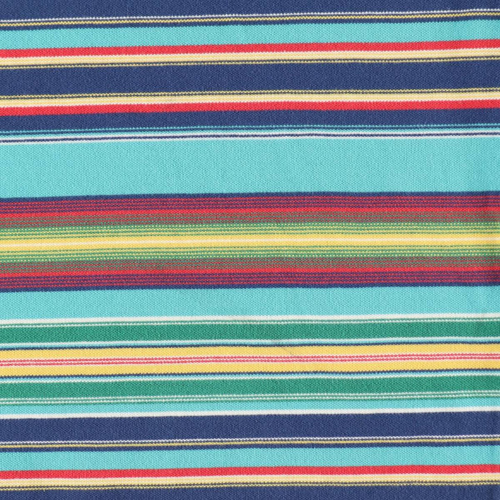Ralph Lauren POLO by Ralph Lauren Multi-border short sleeve striped polo shirt Men's size L cotton turquoise blue Vintage Second Hand