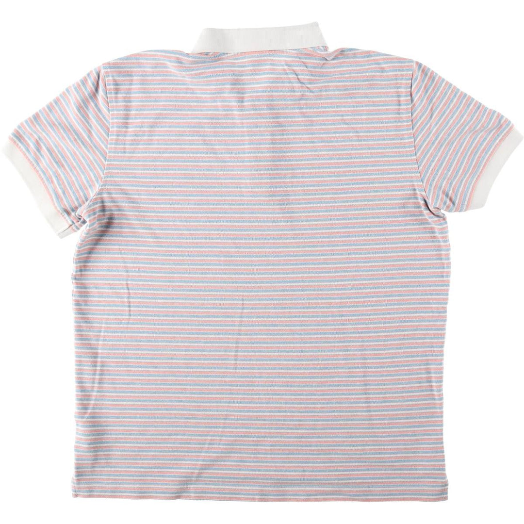 Brooks Brothers 1818 Slim Fit Short-Sleeve Striped Polo Shirt, Men's Size L (approx.) cotton coral Vintage Second Hand