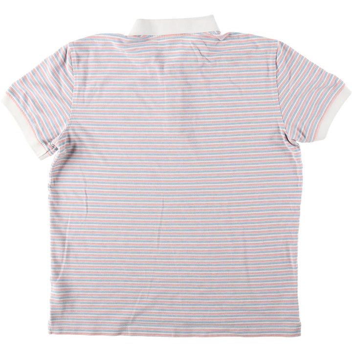 Brooks Brothers 1818 Slim Fit Short-Sleeve Striped Polo Shirt, Men's Size L (approx.) cotton coral Vintage Second Hand