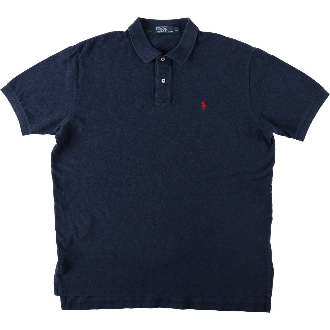 Ralph Lauren POLO by Ralph Lauren short sleeve polo shirt, men's XL size cotton navy blue type Vintage Second Hand