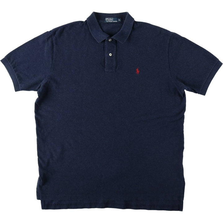 Ralph Lauren POLO by Ralph Lauren short sleeve polo shirt, men's XL size cotton navy blue type Vintage Second Hand