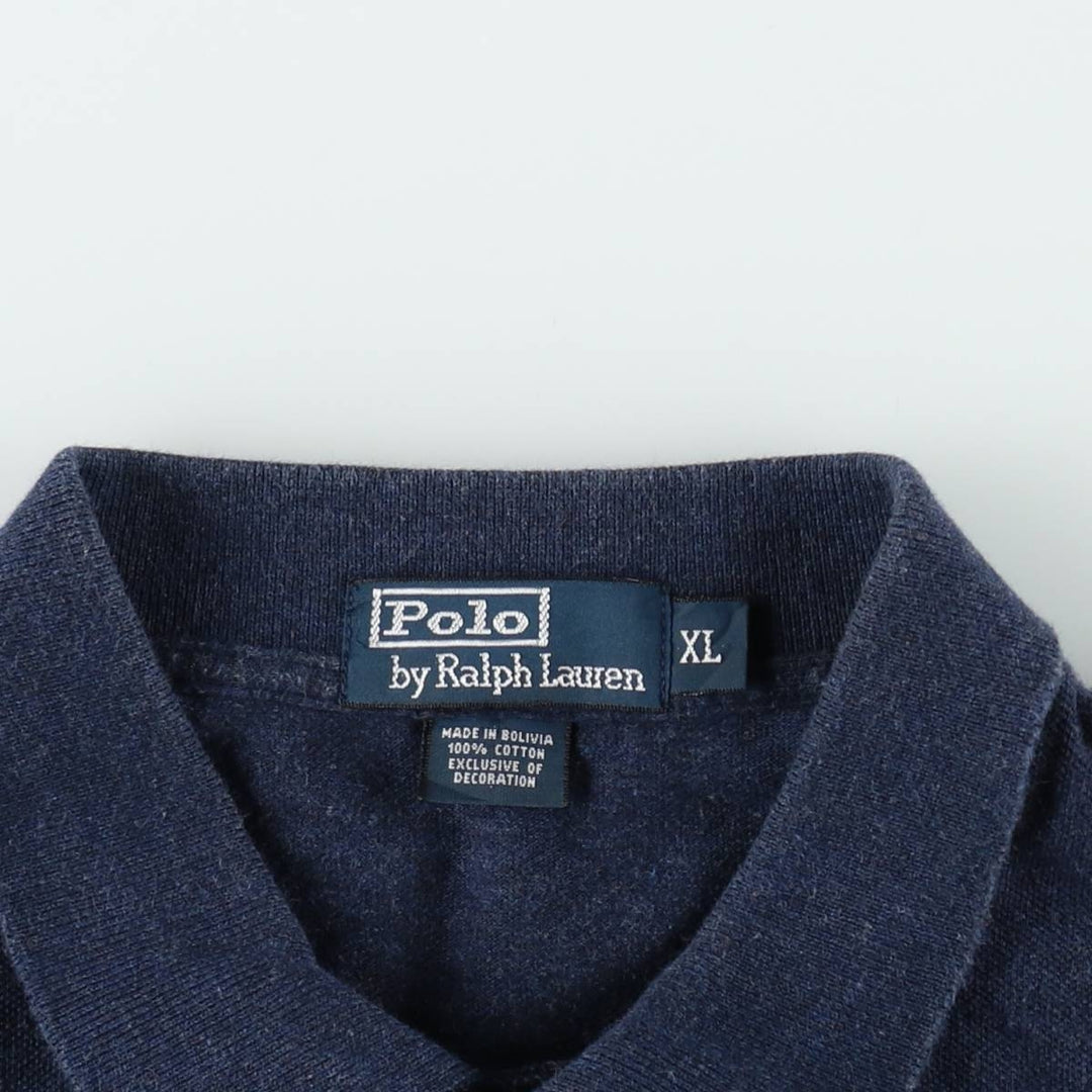 Ralph Lauren POLO by Ralph Lauren short sleeve polo shirt, men's XL size cotton navy blue type Vintage Second Hand