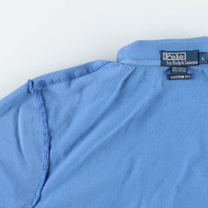 Ralph Lauren POLO by Ralph Lauren CUSTOM FIT short sleeve polo shirt, men's size L cotton blue type Vintage Second Hand