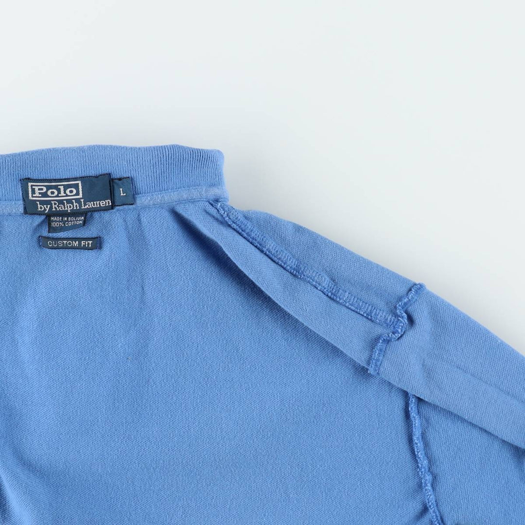 Ralph Lauren POLO by Ralph Lauren CUSTOM FIT short sleeve polo shirt, men's size L cotton blue type Vintage Second Hand