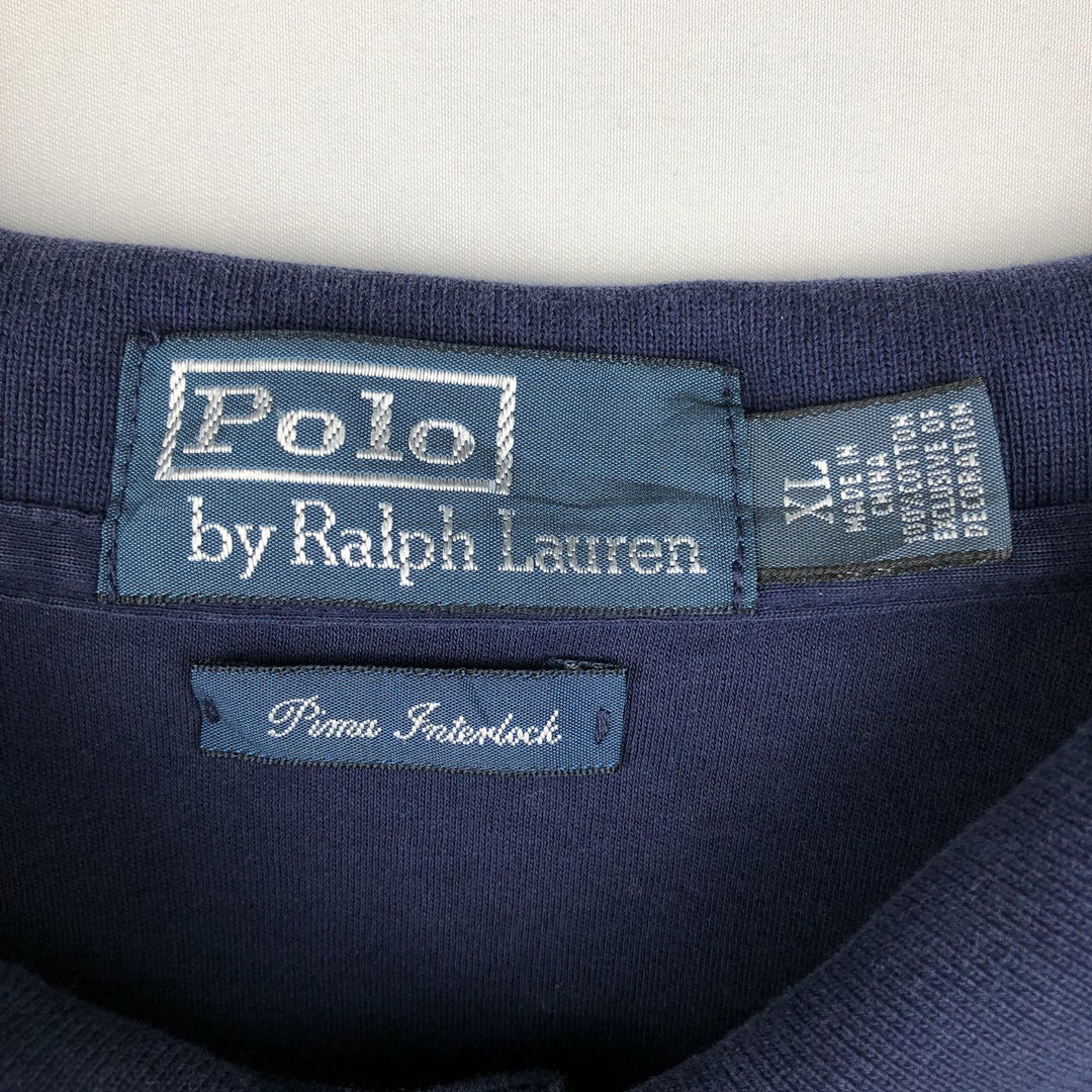 Ralph Lauren POLO by Ralph Lauren Pima Interlock Short-Sleeve Polo Shirt, Men's Size XL (approx.) cotton navy blue type Vintage Second Hand