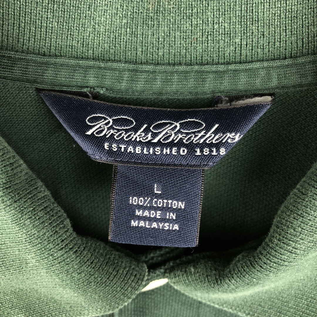 Brooks Brothers Men's Short Sleeve Polo Shirt, Size L cotton Green type dark green Vintage Second Hand