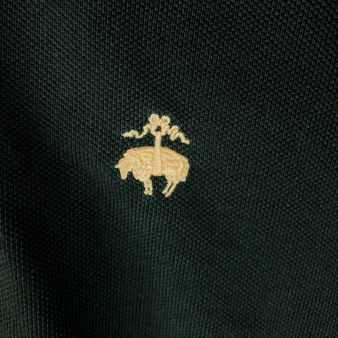 Brooks Brothers Men's Short Sleeve Polo Shirt, Size L cotton Green type dark green Vintage Second Hand