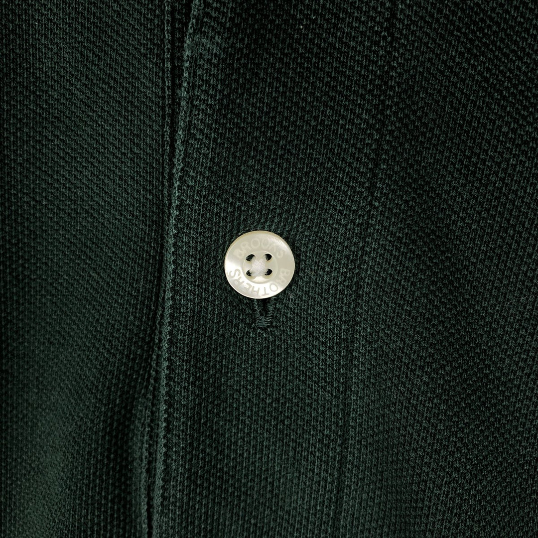 Brooks Brothers Men's Short Sleeve Polo Shirt, Size L cotton Green type dark green Vintage Second Hand