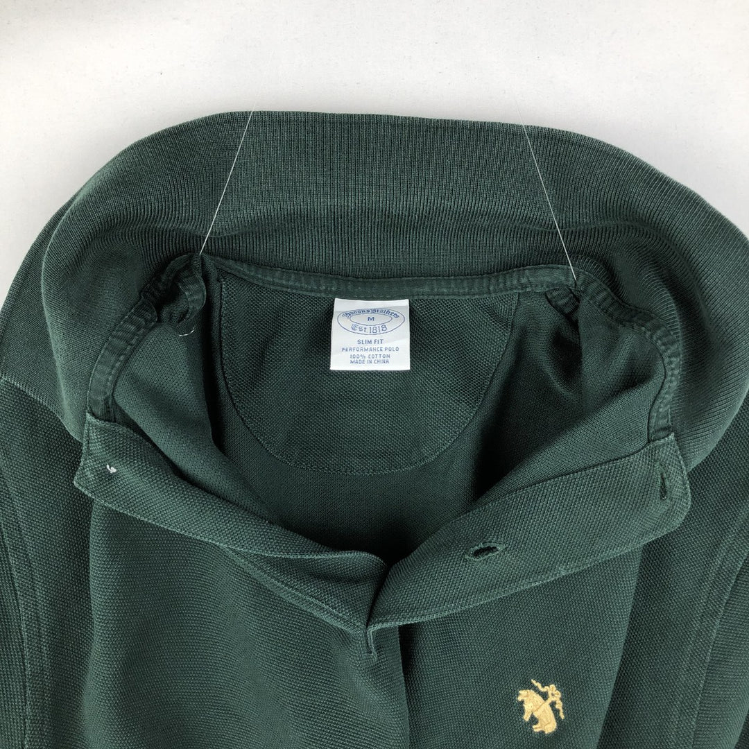 Brooks Brothers Est.1818 Slim Fit Short-Sleeve Polo Shirt (Men's Size M) cotton Green type dark green Vintage Second Hand