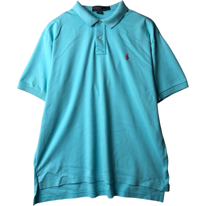 Ralph Lauren POLO by Ralph Lauren short sleeve polo shirt, men's XL size cotton Blue type light blue Vintage Second Hand
