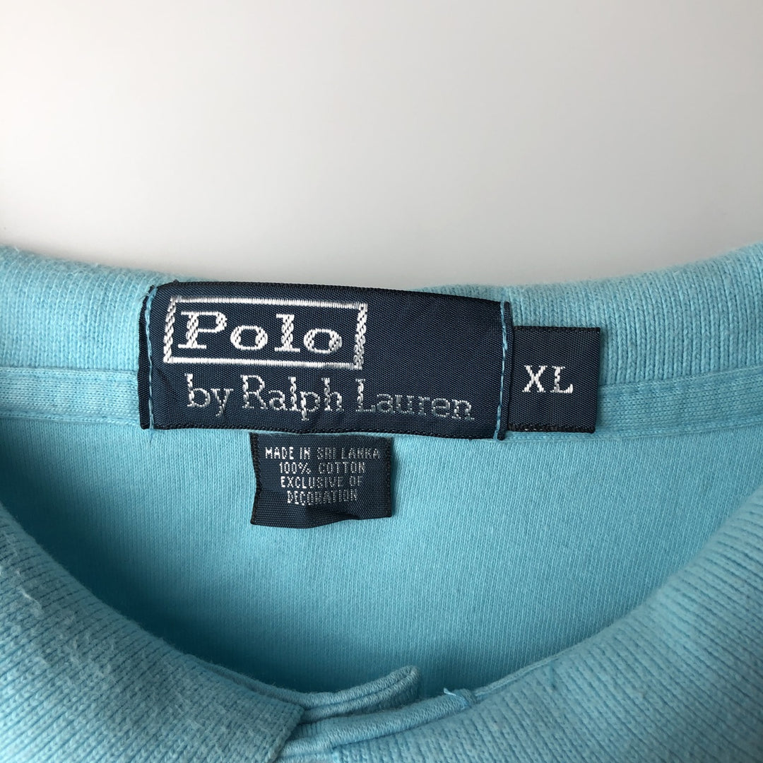 Ralph Lauren POLO by Ralph Lauren short sleeve polo shirt, men's XL size cotton Blue type light blue Vintage Second Hand