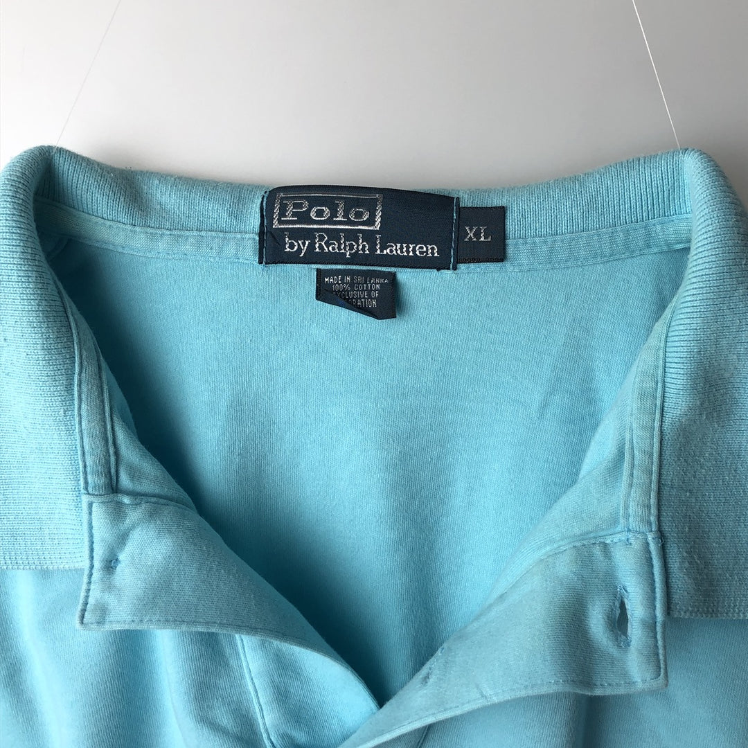 Ralph Lauren POLO by Ralph Lauren short sleeve polo shirt, men's XL size cotton Blue type light blue Vintage Second Hand