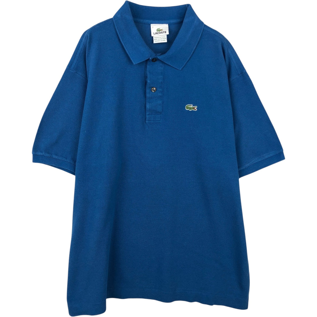 1990'S Lacoste French-designed short-sleeved polo shirt, size 7 (equivalent to men's XXL), vintage. cotton blue type Vintage Second Hand