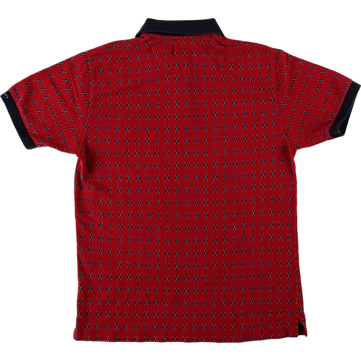 Ralph Lauren CHAPS Argyle Pattern Short-Sleeve Polo Shirt (Men's Size S) cotton red type Vintage Second Hand