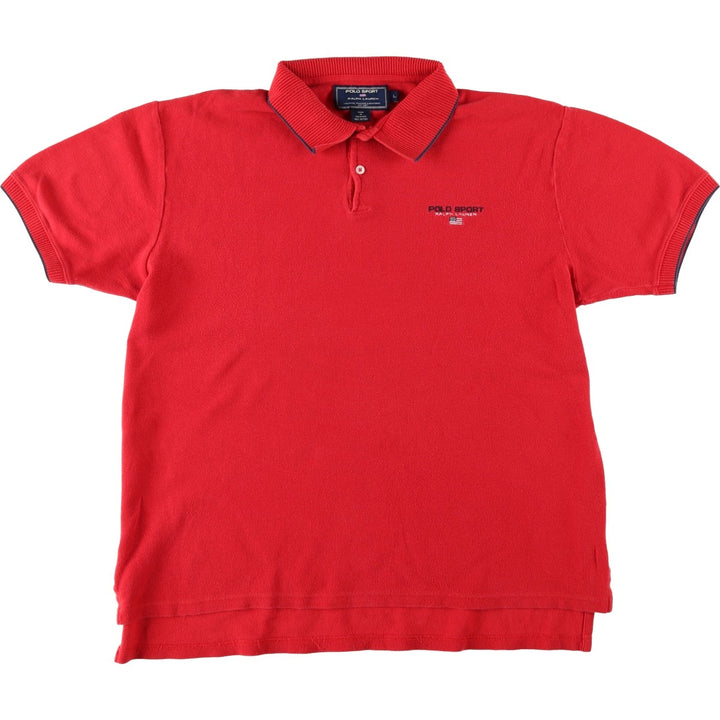 ~2000'S Ralph Lauren POLO SPORT short-sleeved polo shirt, men's size L (approx.) cotton red type Vintage Second Hand