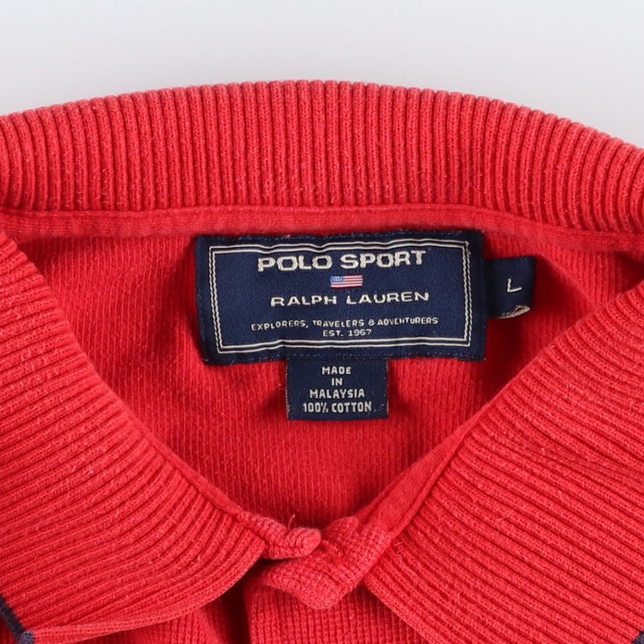 ~2000'S Ralph Lauren POLO SPORT short-sleeved polo shirt, men's size L (approx.) cotton red type Vintage Second Hand