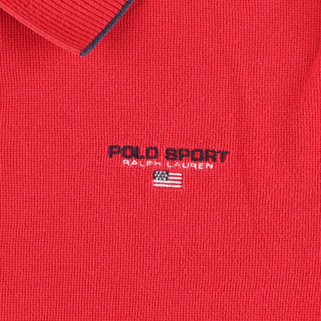 ~2000'S Ralph Lauren POLO SPORT short-sleeved polo shirt, men's size L (approx.) cotton red type Vintage Second Hand