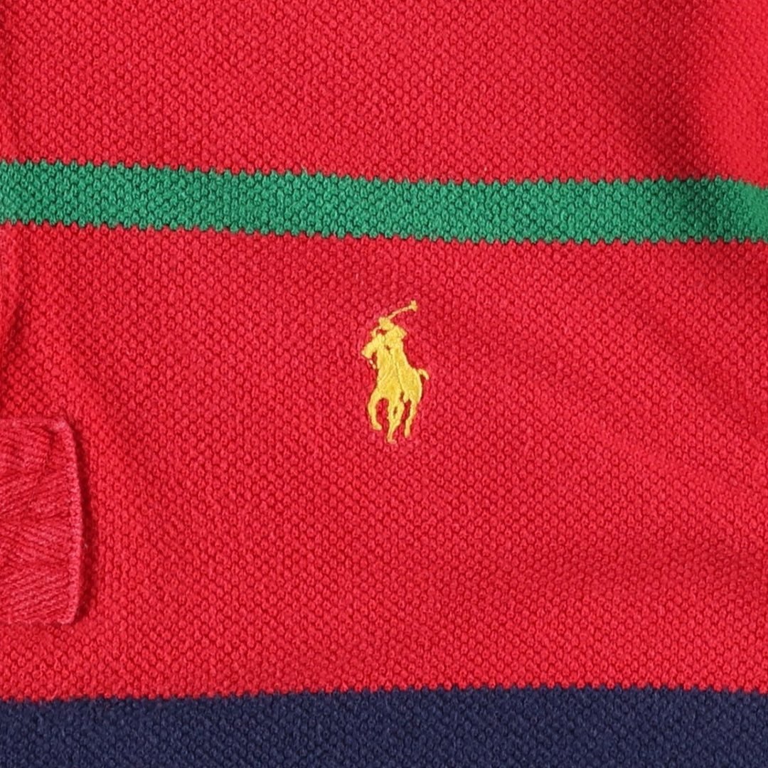 Ralph Lauren POLO by Ralph Lauren Multi-stripe Short-Sleeve Polo Shirt, Men's Size M (approx.) cotton red type Vintage Second Hand