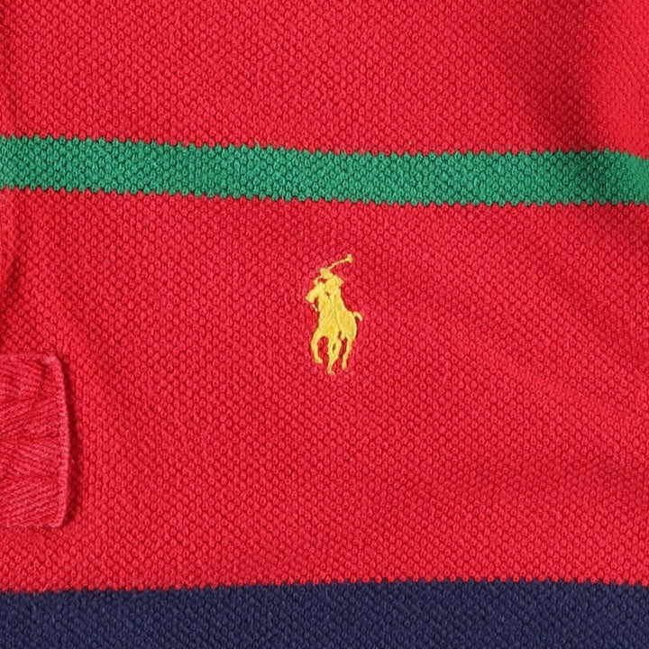 Ralph Lauren POLO by Ralph Lauren Multi-stripe Short-Sleeve Polo Shirt, Men's Size M (approx.) cotton red type Vintage Second Hand