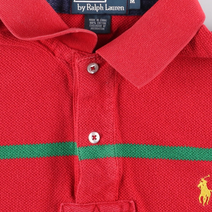 Ralph Lauren POLO by Ralph Lauren Multi-stripe Short-Sleeve Polo Shirt, Men's Size M (approx.) cotton red type Vintage Second Hand