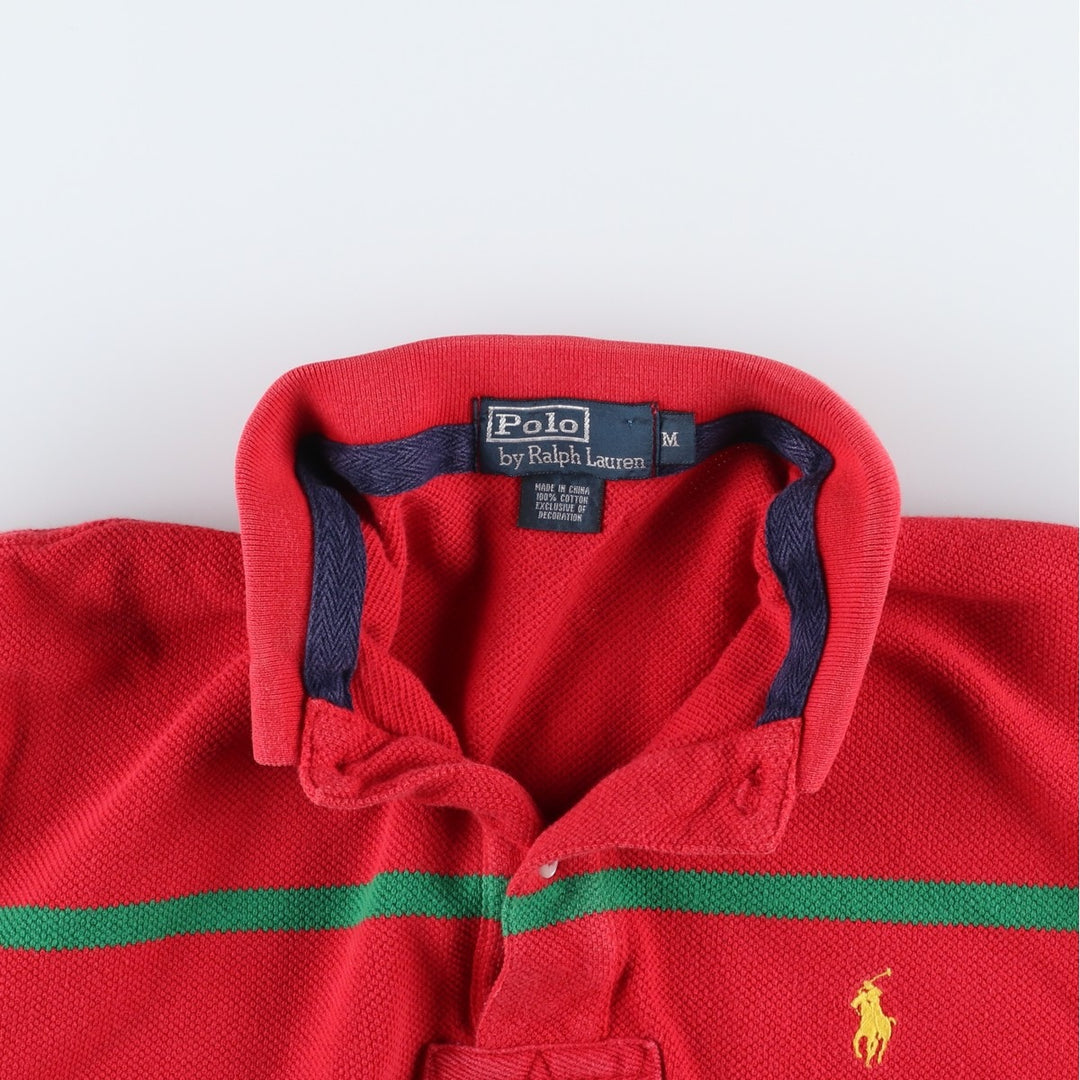 Ralph Lauren POLO by Ralph Lauren Multi-stripe Short-Sleeve Polo Shirt, Men's Size M (approx.) cotton red type Vintage Second Hand