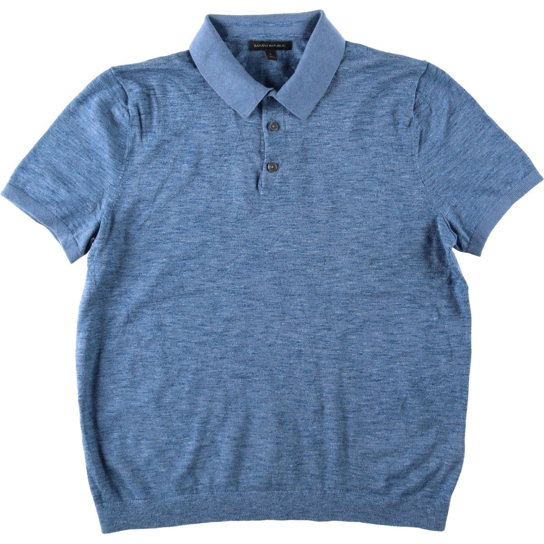 Banana Republic Short Sleeve Polo Shirt, Men's Size L cotton Blue type light blue Vintage Second Hand