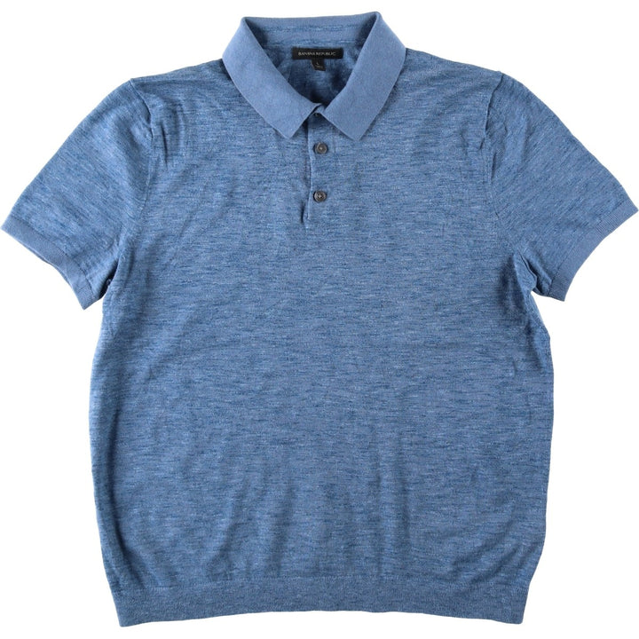 Banana Republic Short Sleeve Polo Shirt, Men's Size L cotton Blue type light blue Vintage Second Hand