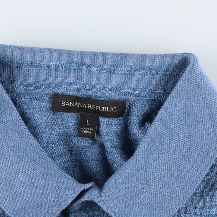 Banana Republic Short Sleeve Polo Shirt, Men's Size L cotton Blue type light blue Vintage Second Hand