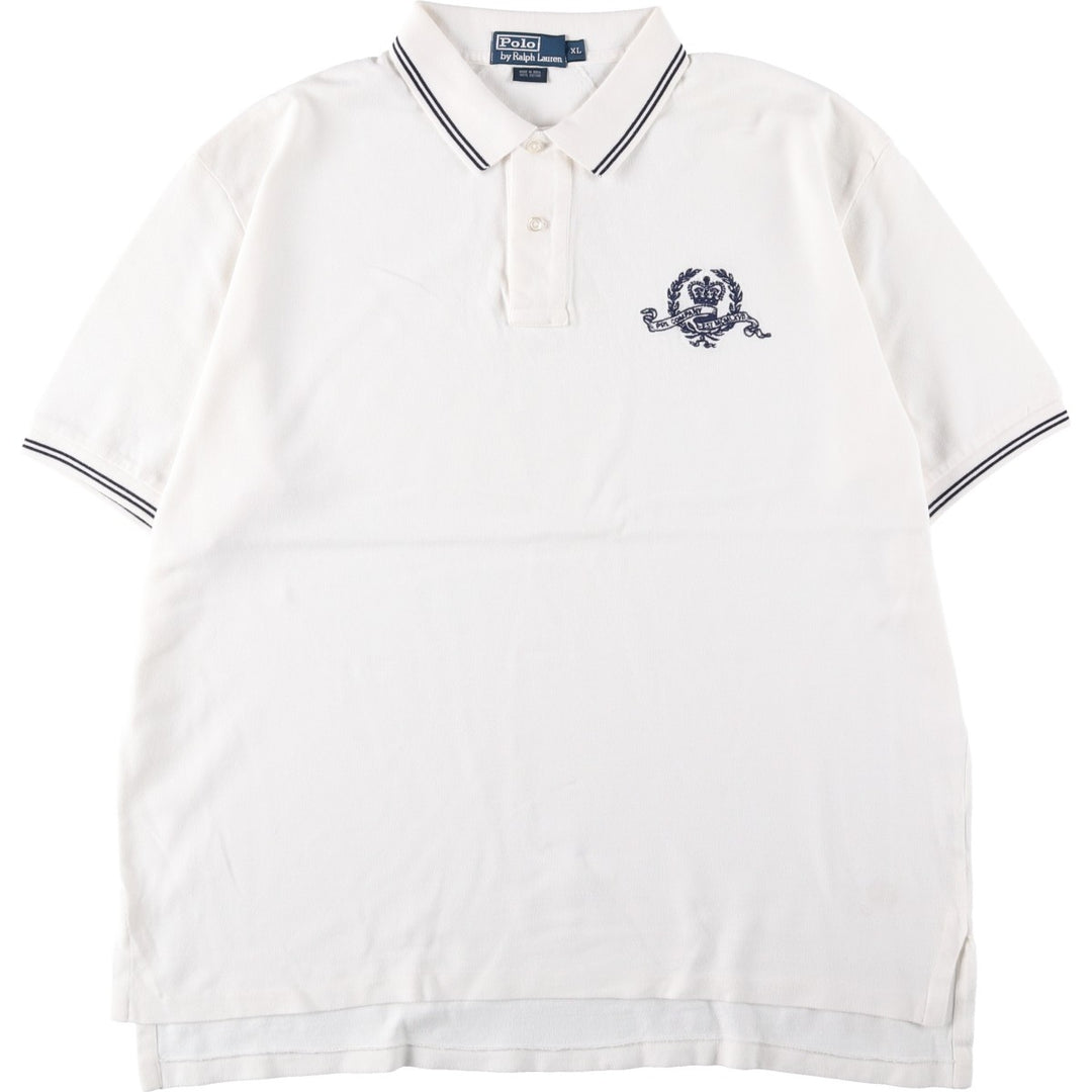 Ralph Lauren POLO by Ralph Lauren short sleeve polo shirt, men's XL size cotton white type Vintage Second Hand