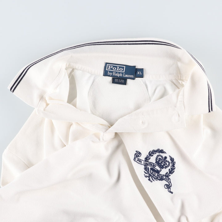 Ralph Lauren POLO by Ralph Lauren short sleeve polo shirt, men's XL size cotton white type Vintage Second Hand