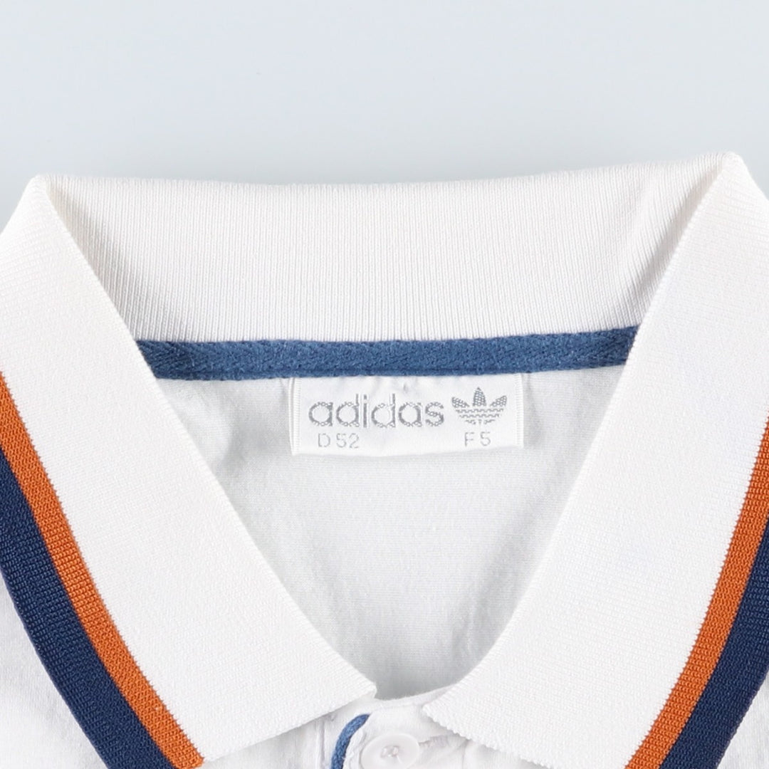 80s-90'S Adidas Trefoil Logo Short-Sleeve Polo Shirt, Men's Size L (Equivalent), Vintage cotton white type Vintage Second Hand
