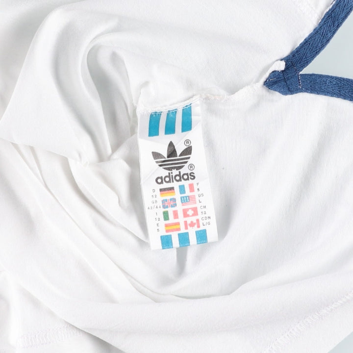 80s-90'S Adidas Trefoil Logo Short-Sleeve Polo Shirt, Men's Size L (Equivalent), Vintage cotton white type Vintage Second Hand