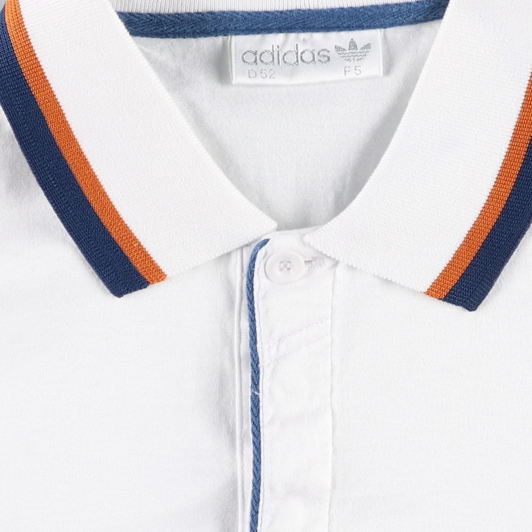80s-90'S Adidas Trefoil Logo Short-Sleeve Polo Shirt, Men's Size L (Equivalent), Vintage cotton white type Vintage Second Hand