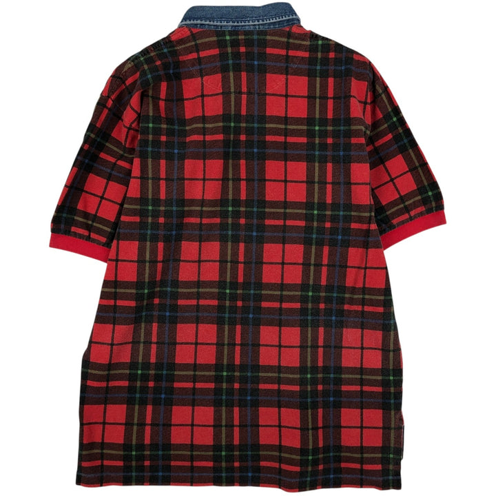 Ralph Lauren POLO by Ralph Lauren short sleeve check polo shirt, men's size L cotton red type Vintage Second Hand