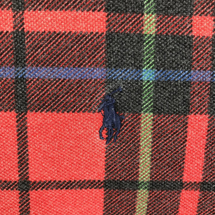 Ralph Lauren POLO by Ralph Lauren short sleeve check polo shirt, men's size L cotton red type Vintage Second Hand