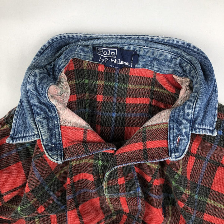 Ralph Lauren POLO by Ralph Lauren short sleeve check polo shirt, men's size L cotton red type Vintage Second Hand